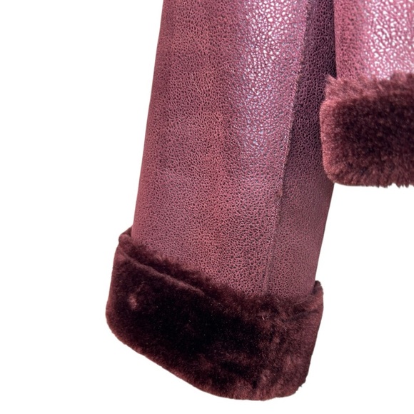Anthropologie - Women’s ‘Costello’ Moto Sherpa Jacket, Burgundy - Red, Medium - Picture 13 of 15